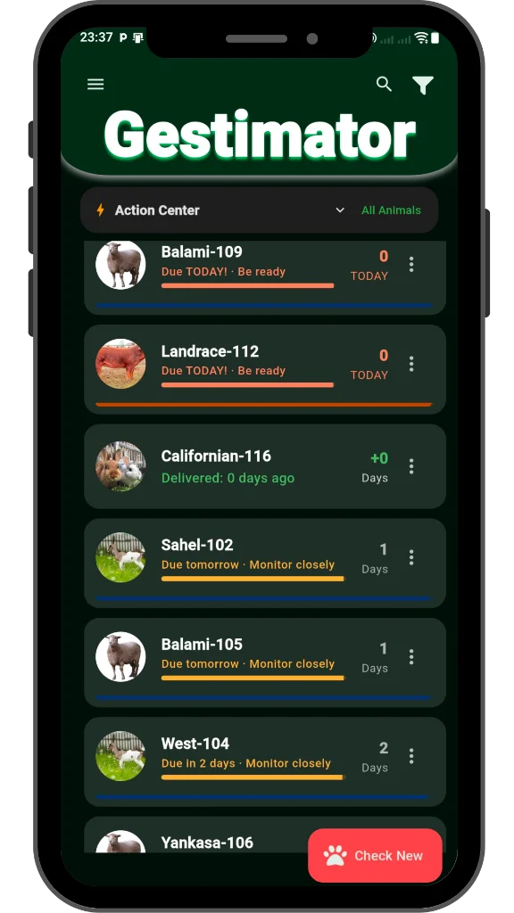 Gestimator animal list dark