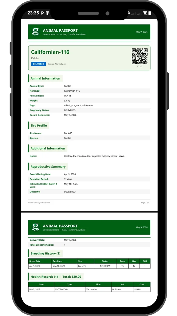 Gestimator Animal Passport PDF